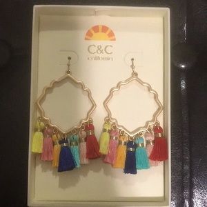 Multi-color fringe earrings